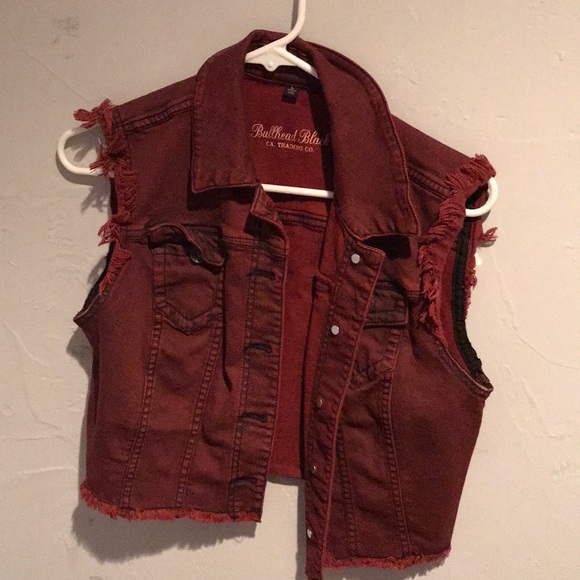 red denim vest